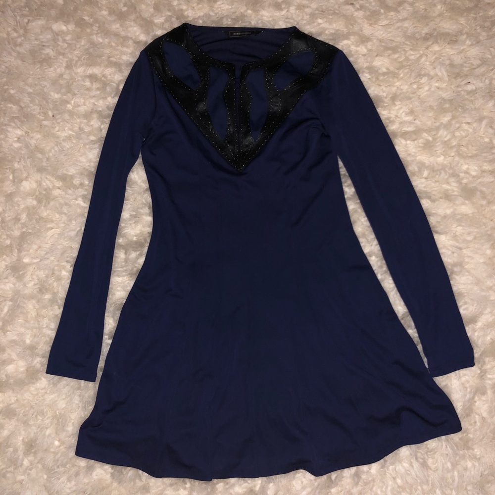 Navy blue and black evening dress